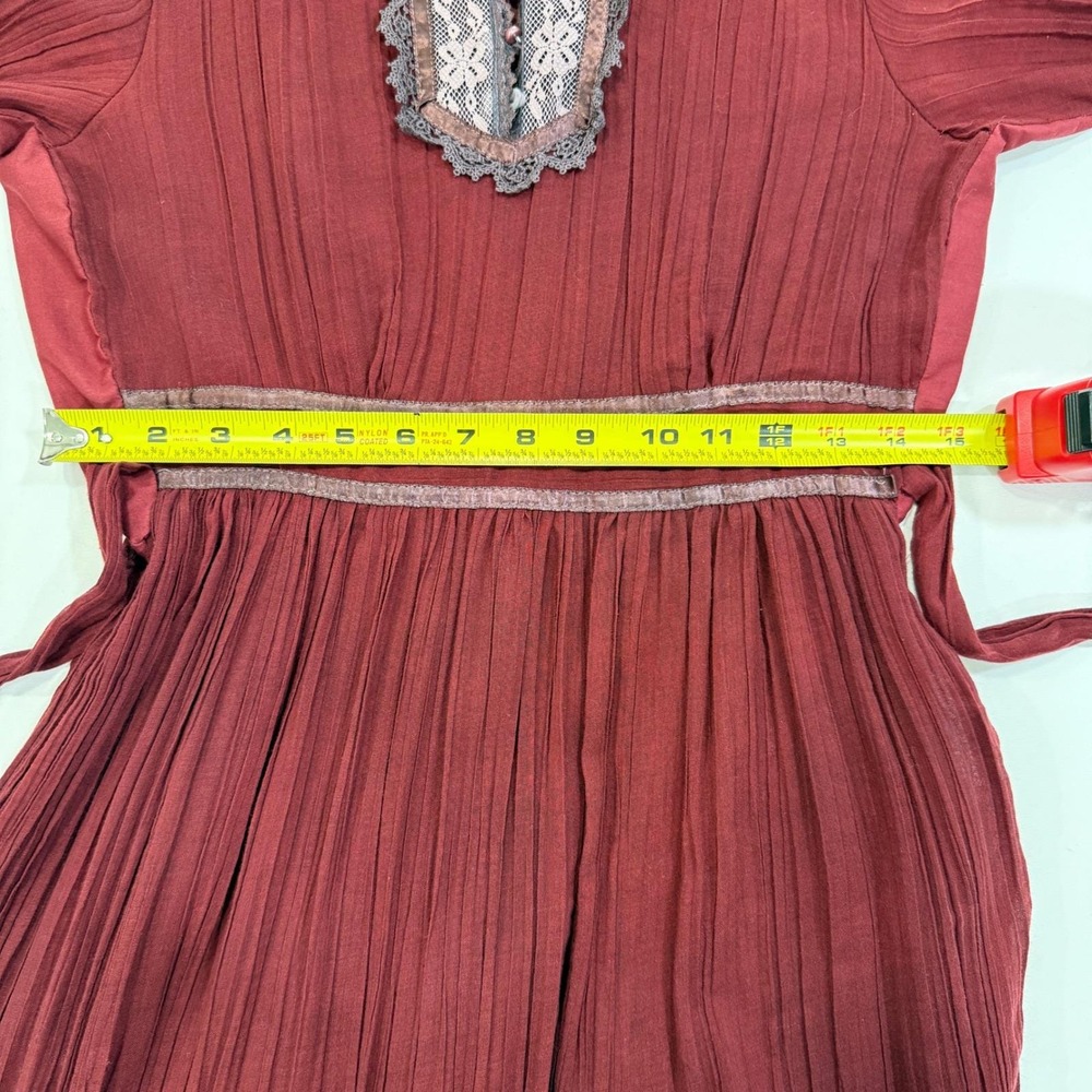 Gunne Sax 70s Vintage Lace Maxi Dress Womens S Burgundy Victorian Prairie - Picture 14 of 15